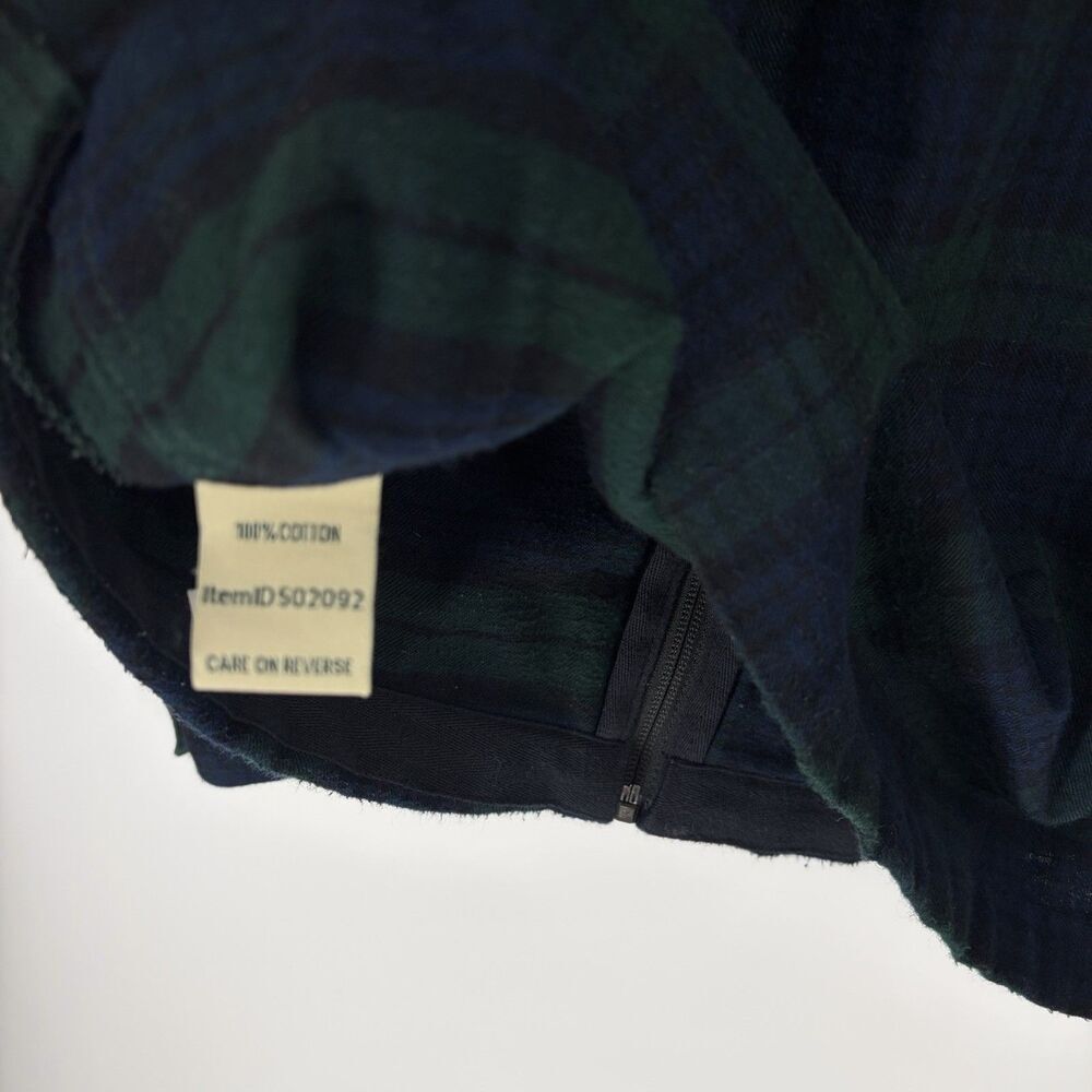 LL Bean Shirt Jacket Size Medium Women Navy Scotch Plaid Flannel Zip Hoodie - Picture 7 of 8
